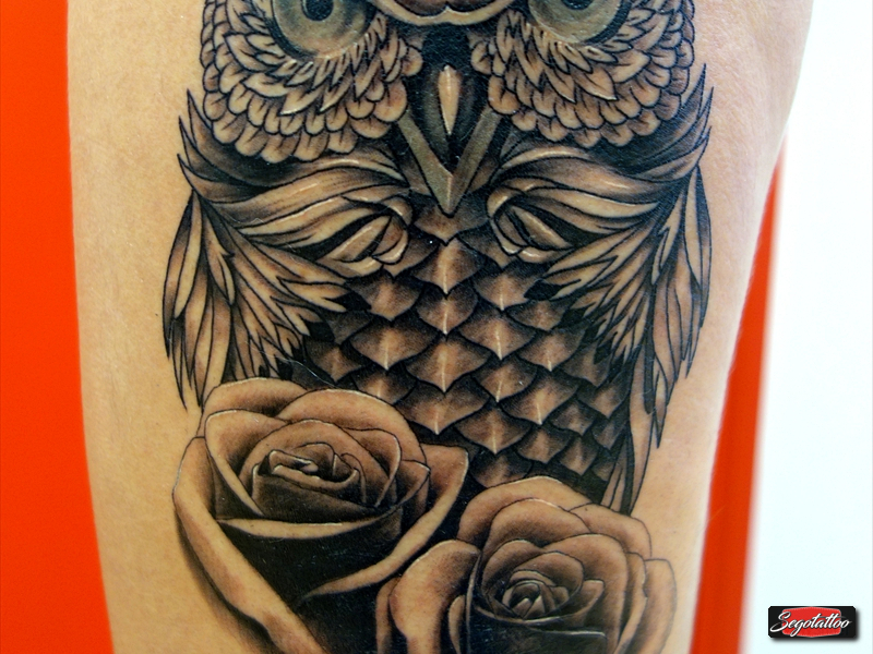 Buho con rosas